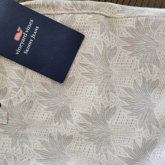 NWT Vineyard Vines Womens Flower Eyelet Printed Gray/White Denim Skinny Jeans - Picture 9 of 13